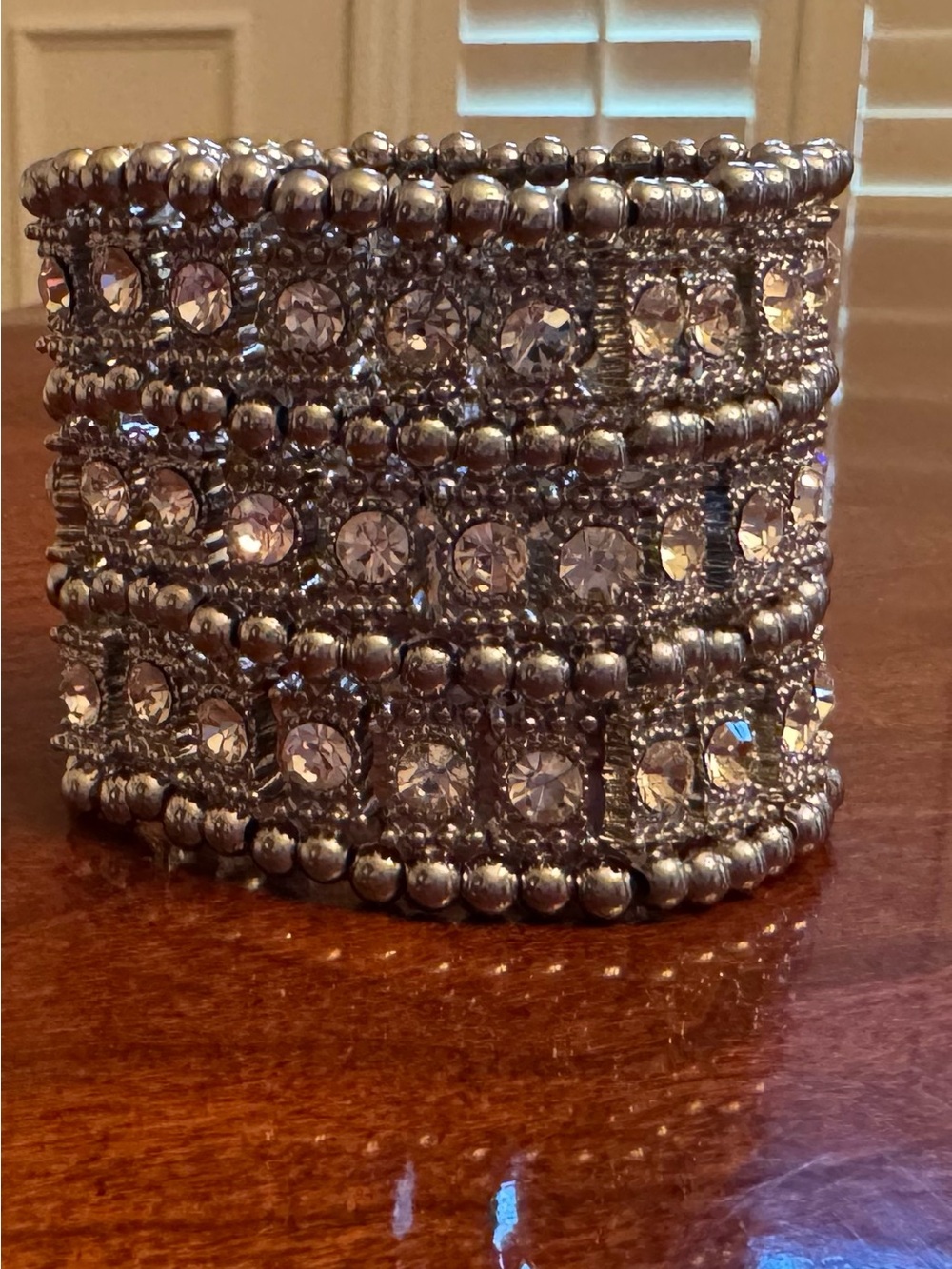 Chico's Silver Crystal Stretch Cuff Bracelet **NWOT**